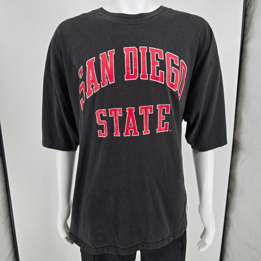 Vintage 1990s Russell Athletic San Diego State University Black T-Shirt (XXL)
