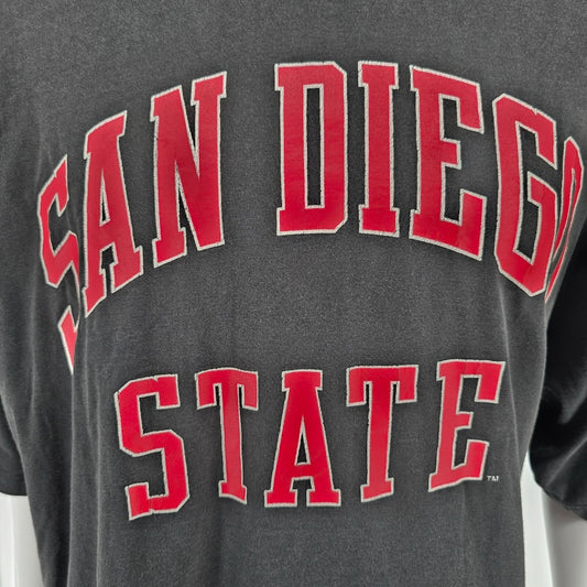 Vintage 1990s Russell Athletic San Diego State University Black T-Shirt (XXL)