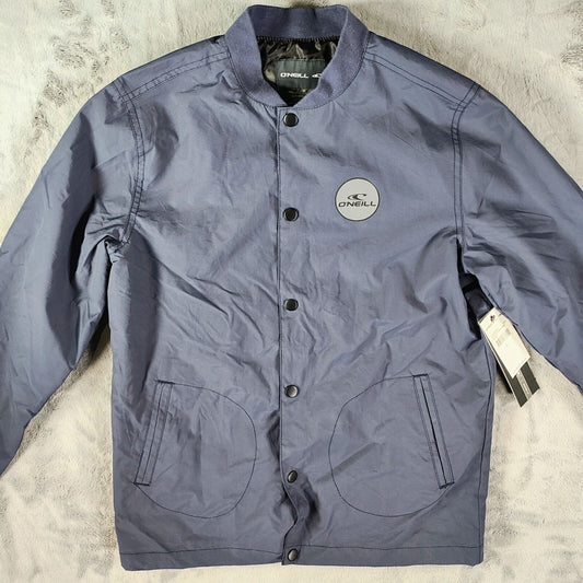 NWT O'Neill Boy's Navy Blue Roster Franchise Nylon Snap Front Jacket (Large)