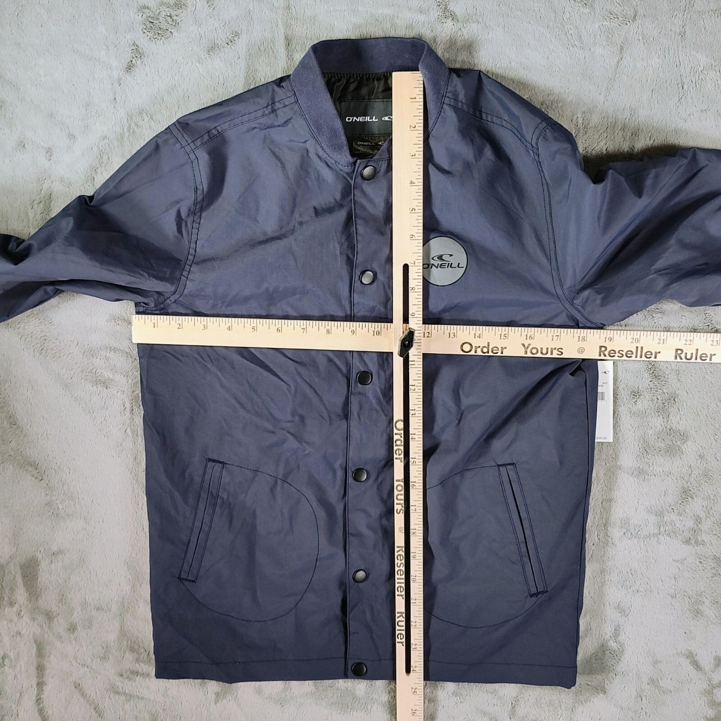 NWT O'Neill Boy's Navy Blue Roster Franchise Nylon Snap Front Jacket (Large)