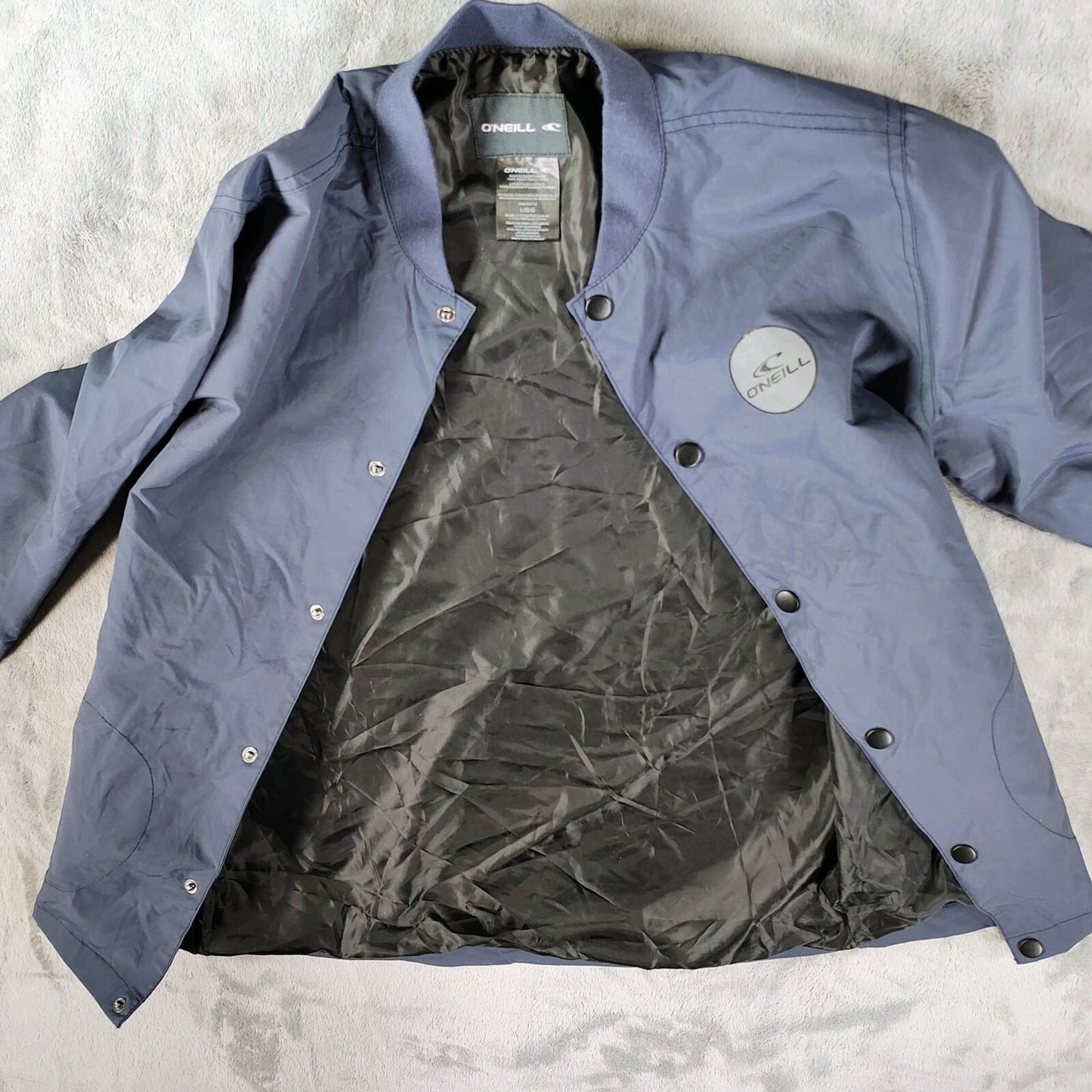 NWT O'Neill Boy's Navy Blue Roster Franchise Nylon Snap Front Jacket (Large)