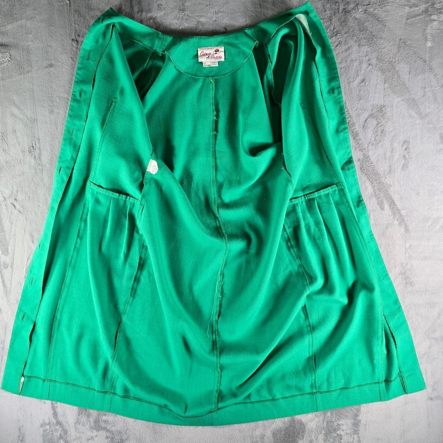 Vintage 1980s Caron Chicago Kelly Green Button-Front Dress (Medium Petite)