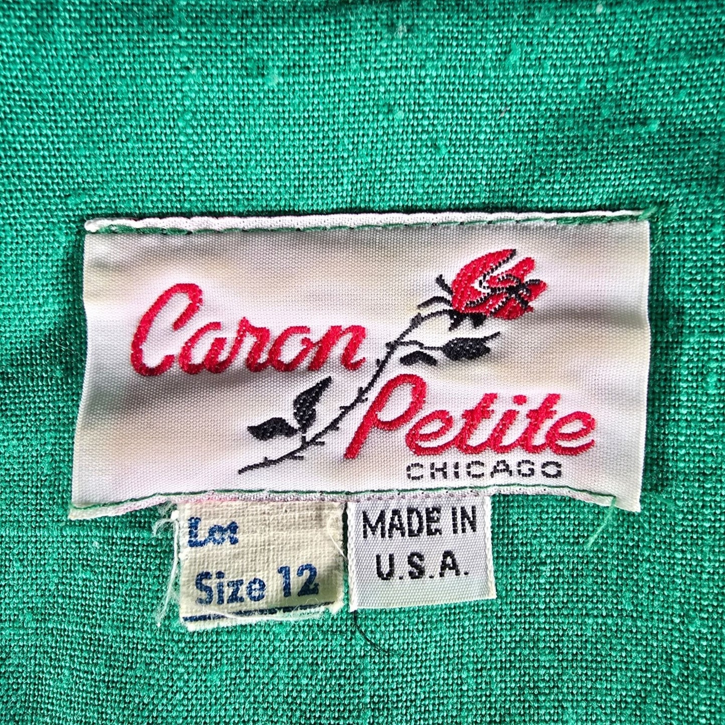 Vintage 1980s Caron Chicago Kelly Green Button-Front Dress (Medium Petite)