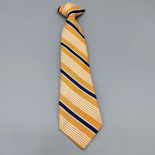 Unbranded Boys Orange, White, and Blue Striped Regimental Clip-on Tie (Ages 2-5)