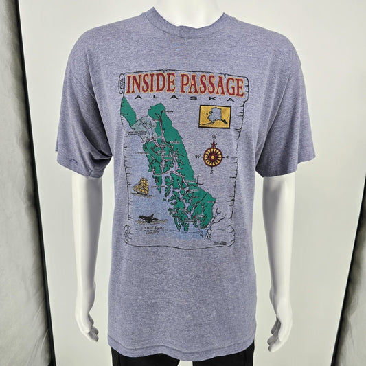 Vintage 1990s Inside Passage Alaska Gold Rush Juneau Graphic T-Shirt (XL/XXL)