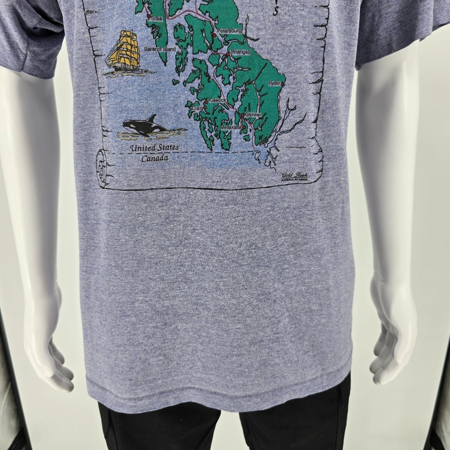 Vintage 1990s Inside Passage Alaska Gold Rush Juneau Graphic T-Shirt (XL/XXL)