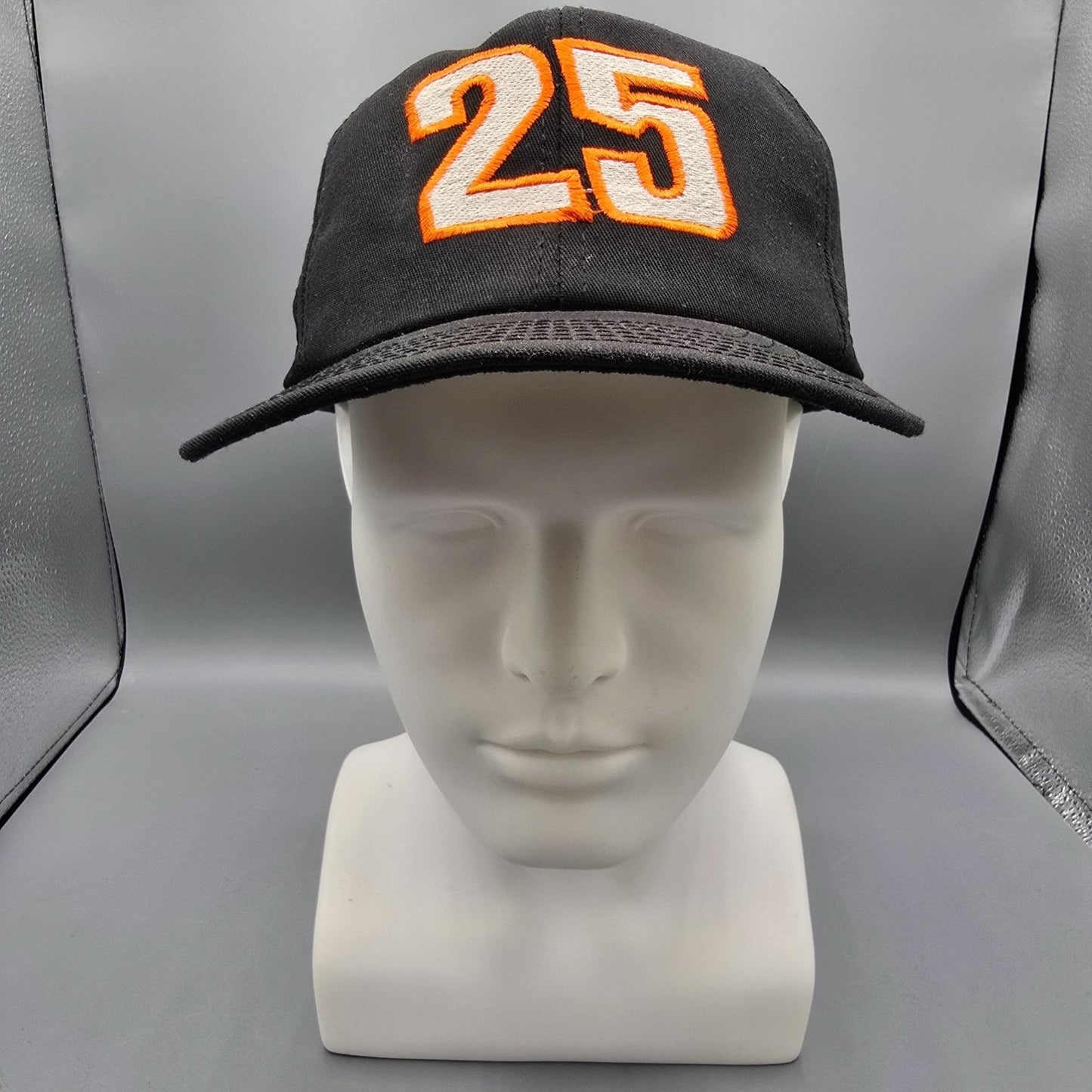 Vintage 1990s NASCAR Ken Schrader #25 Black/Orange/Silver Snapback Hat (OS)