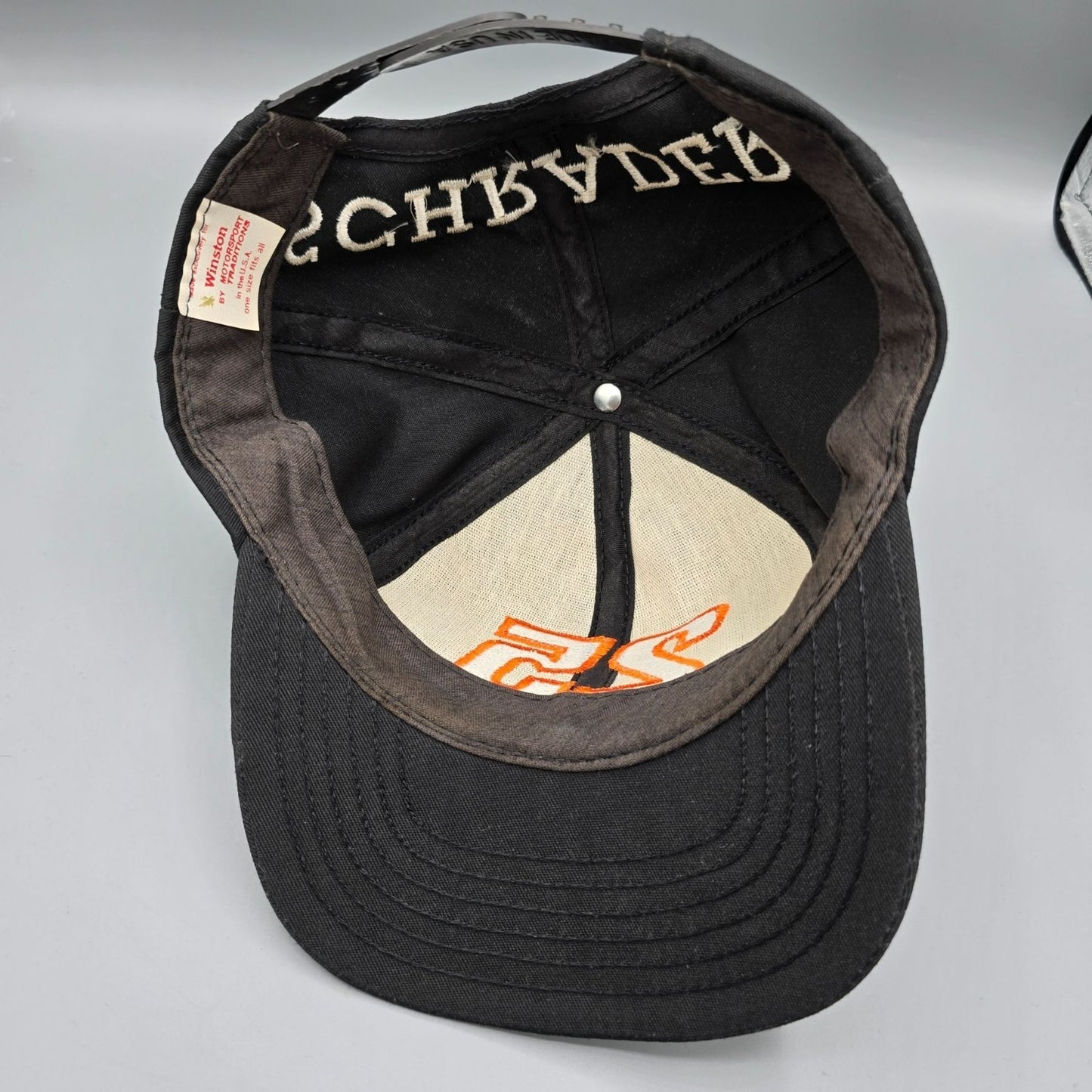 Vintage 1990s NASCAR Ken Schrader #25 Black/Orange/Silver Snapback Hat (OS)