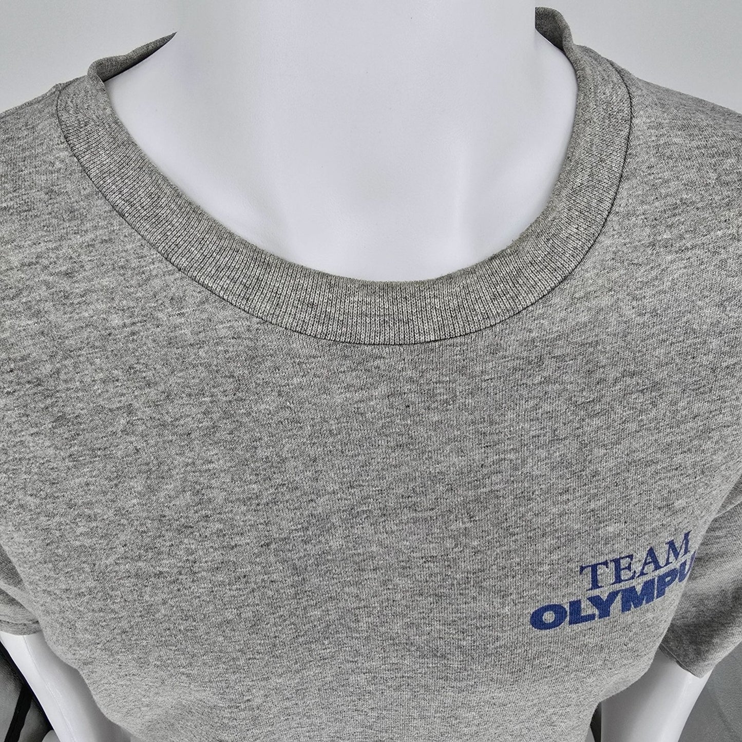 Stained Vintage 1990s Lee Premium Jersey Team Olympus Gray T-Shirt (XL)