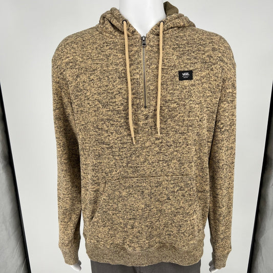 VANS Men's Flurry Half Zip Taupe Pullover Hoodie Fleece Sweater (Medium)