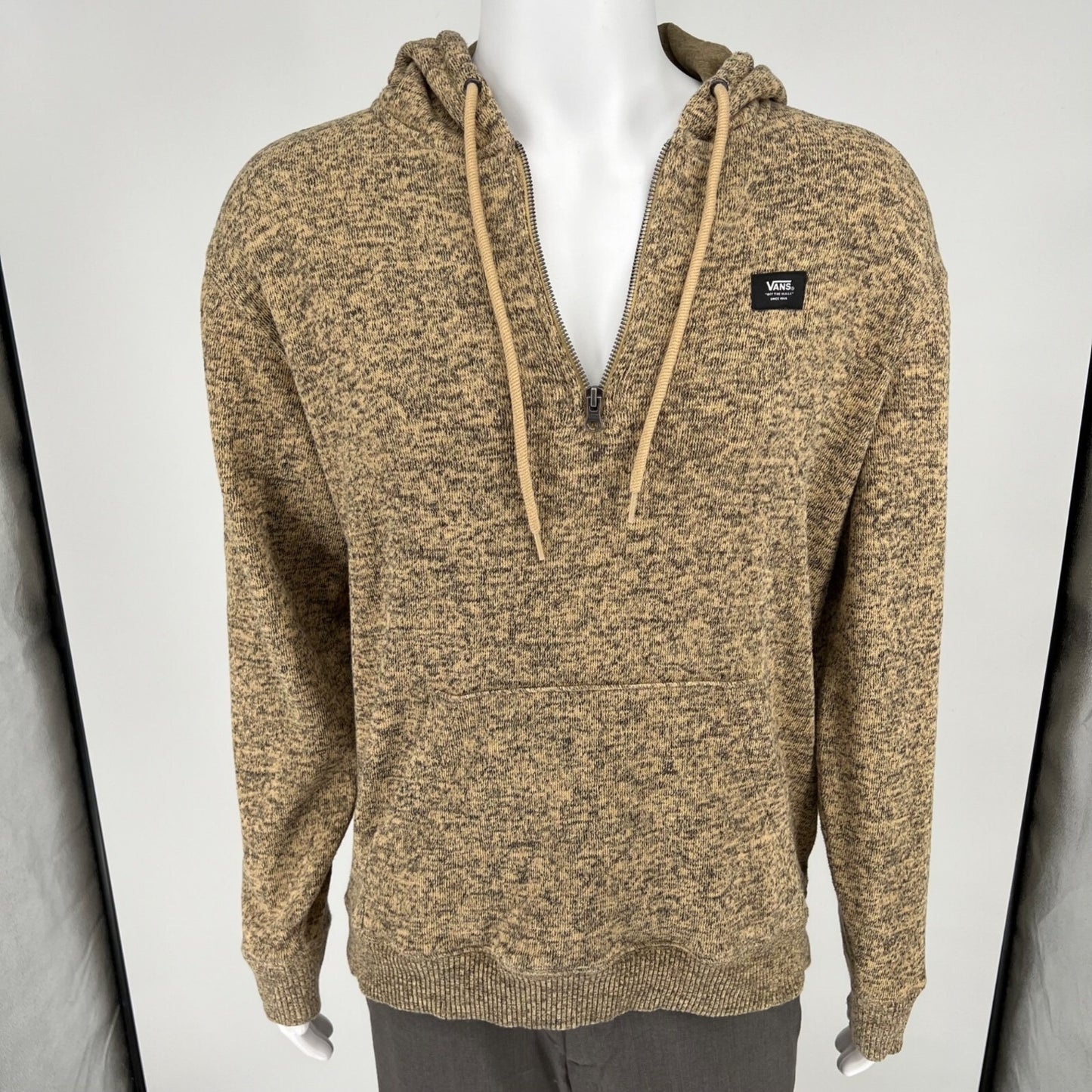 VANS Men's Flurry Half Zip Taupe Pullover Hoodie Fleece Sweater (Medium)