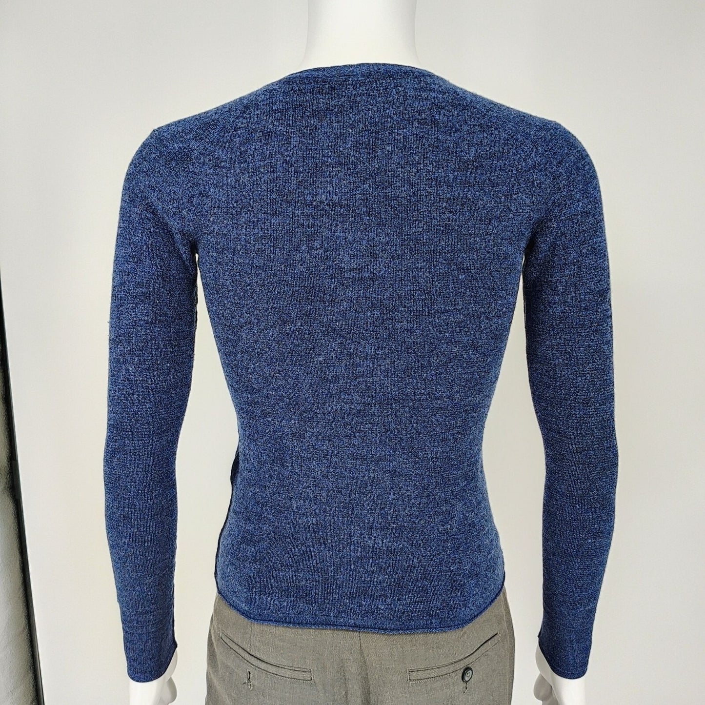 Rag & Bone Blue 100% Merino Wool Long Sleeve Henley Pullover Sweater XS
