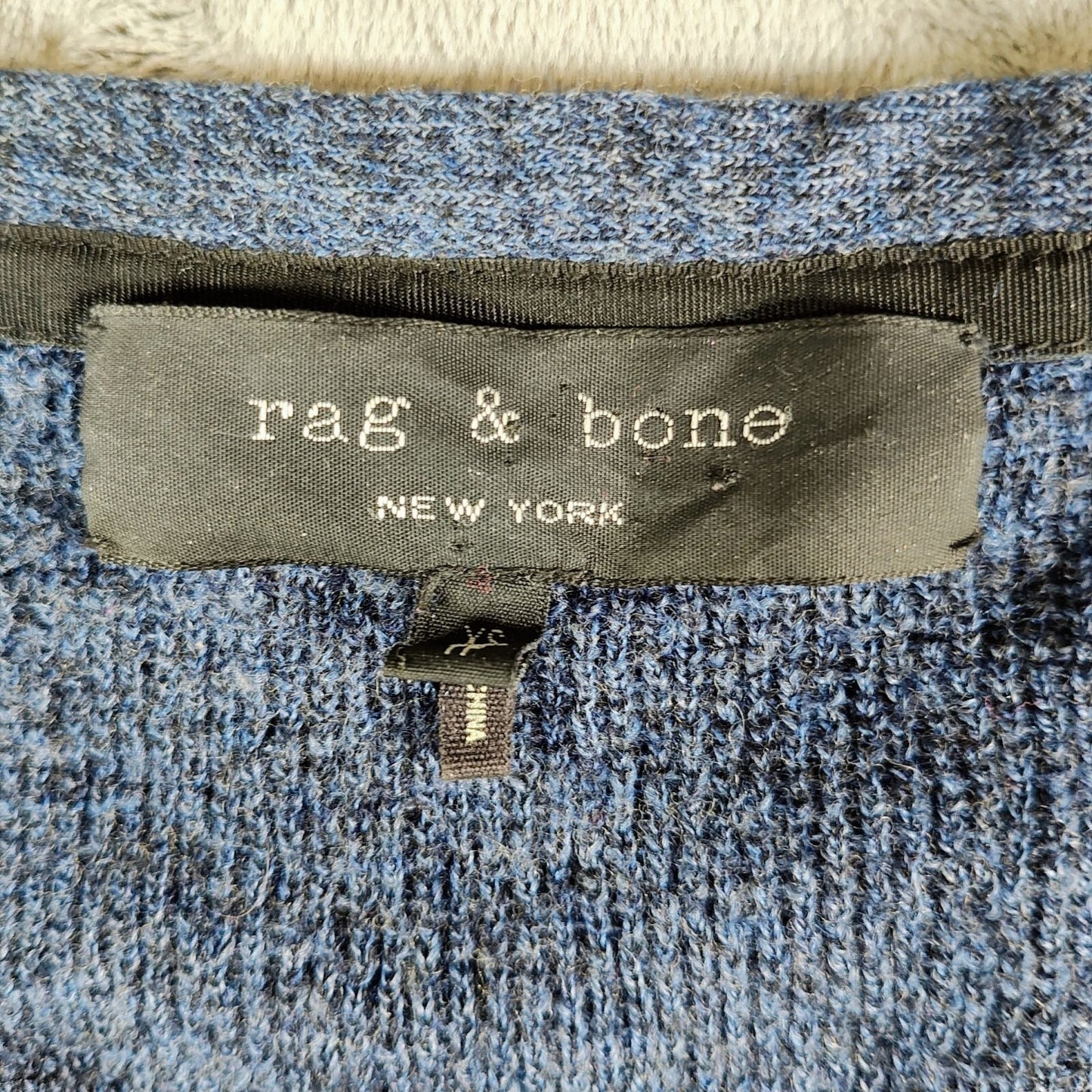 Rag & Bone Blue 100% Merino Wool Long Sleeve Henley Pullover Sweater XS
