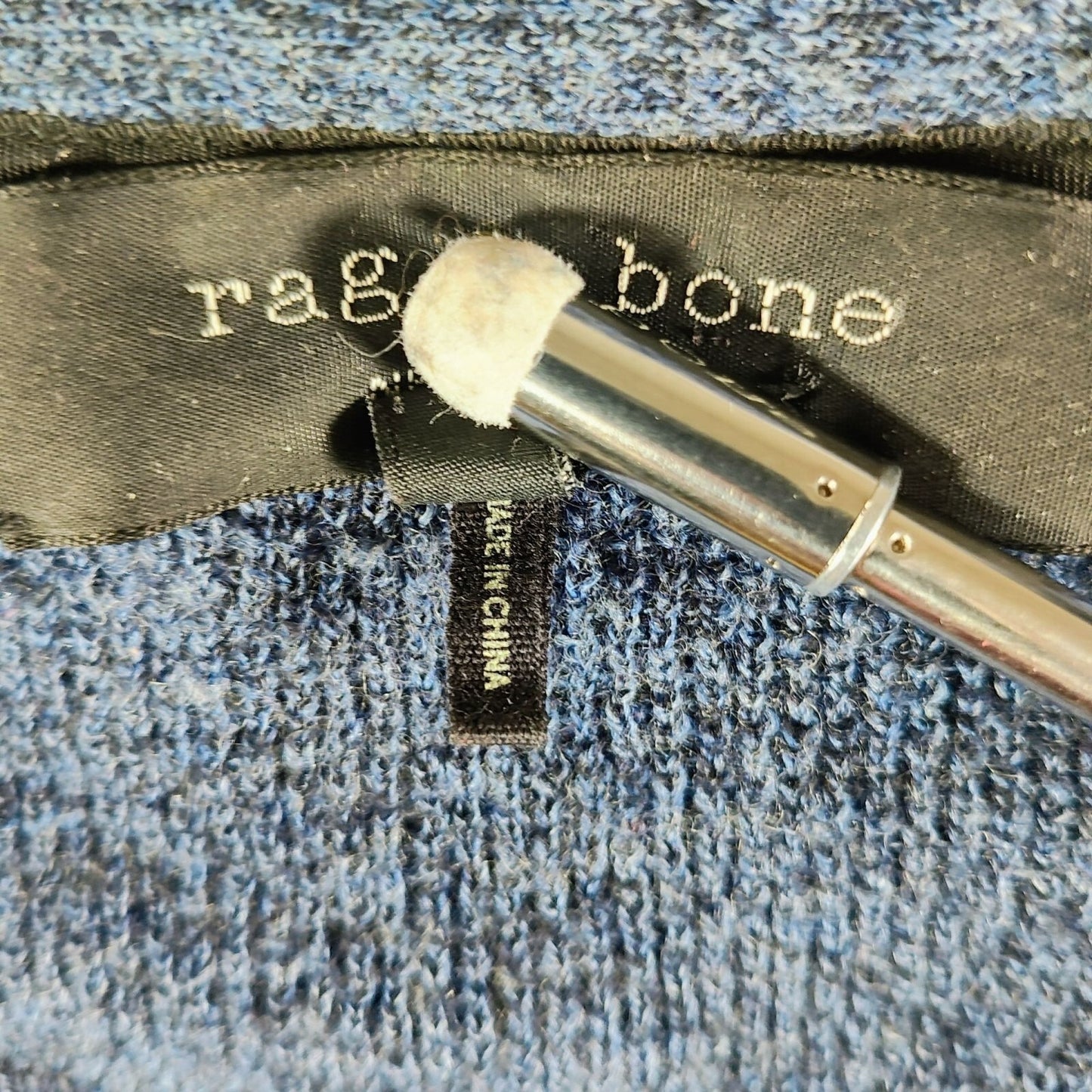 Rag & Bone Blue 100% Merino Wool Long Sleeve Henley Pullover Sweater XS