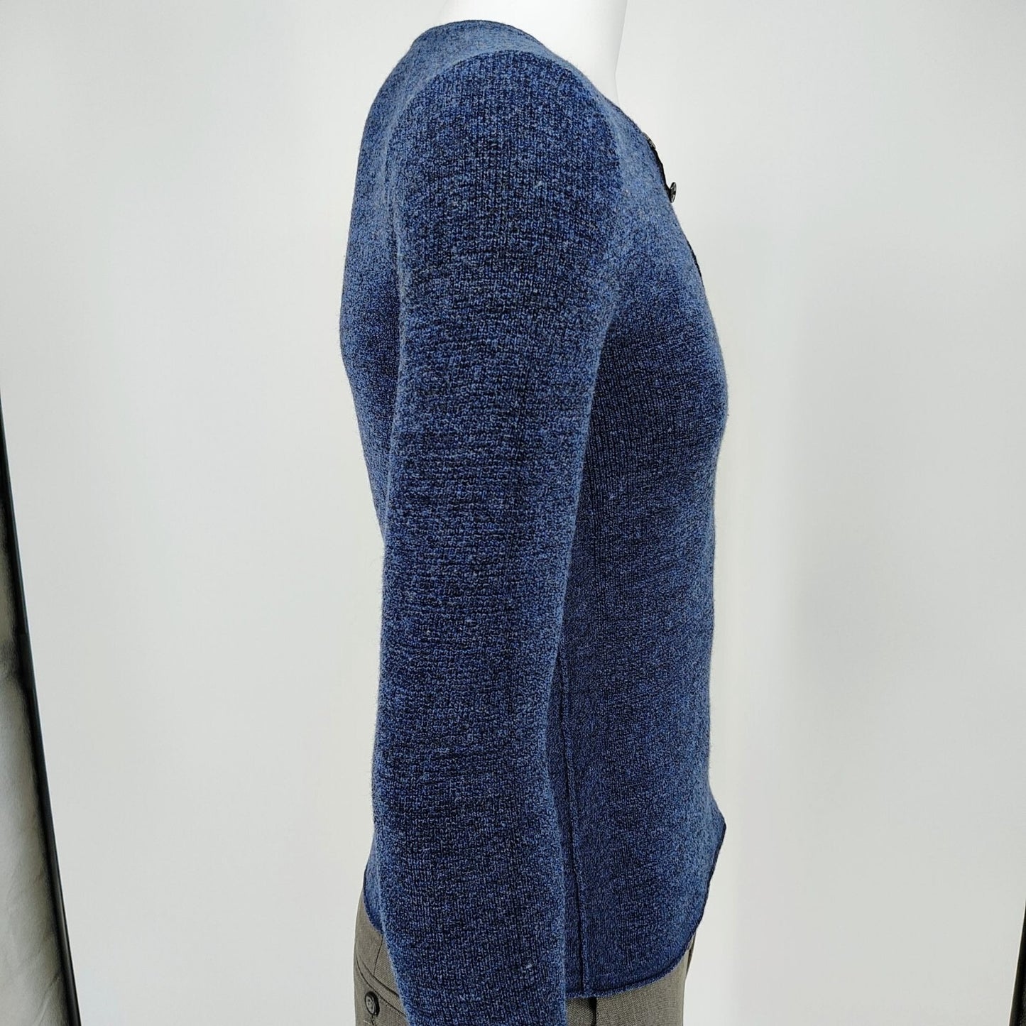 Rag & Bone Blue 100% Merino Wool Long Sleeve Henley Pullover Sweater XS