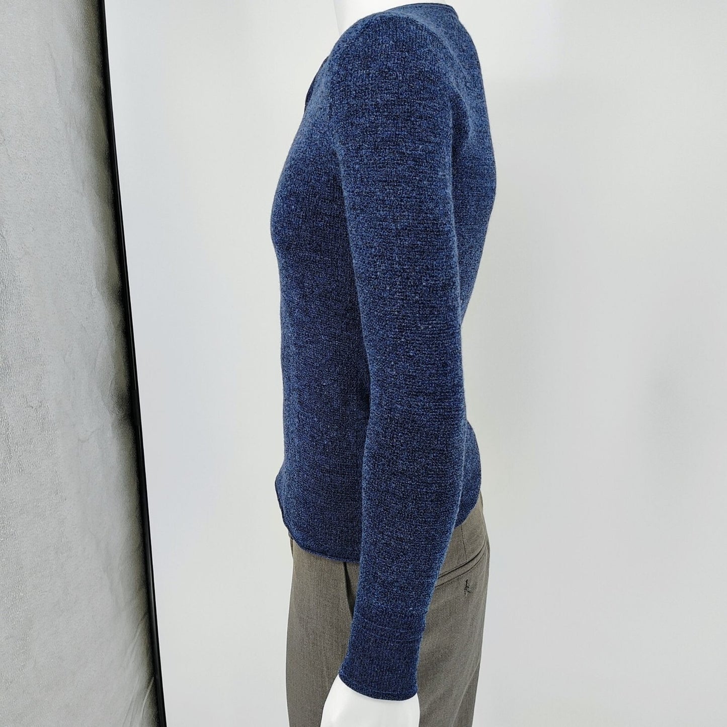Rag & Bone Blue 100% Merino Wool Long Sleeve Henley Pullover Sweater XS