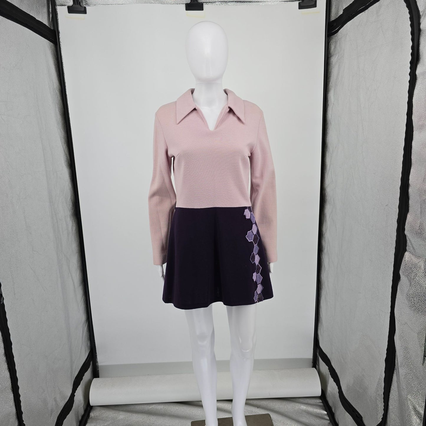 Vintage 1960s Bleeker Street/Jonathan Logan Pink/Purple Mod Mini Dress -M *Flaws