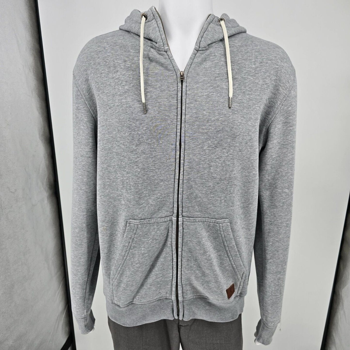 2010s DC Shoes Sherpa-Lined Gray Heather Full-Zip Skate Sweatshirt Hoodie (M)