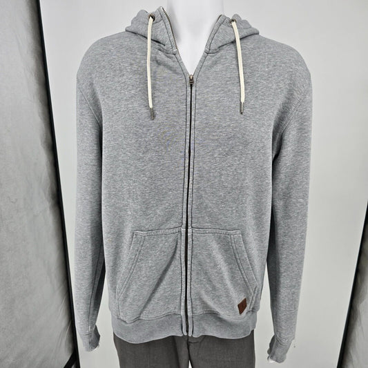 2010s DC Shoes Sherpa-Lined Gray Heather Full-Zip Skate Sweatshirt Hoodie (M)