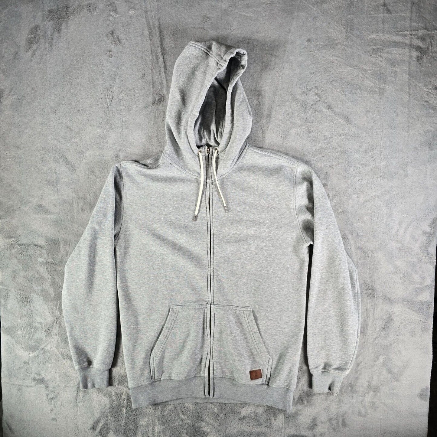 2010s DC Shoes Sherpa-Lined Gray Heather Full-Zip Skate Sweatshirt Hoodie (M)