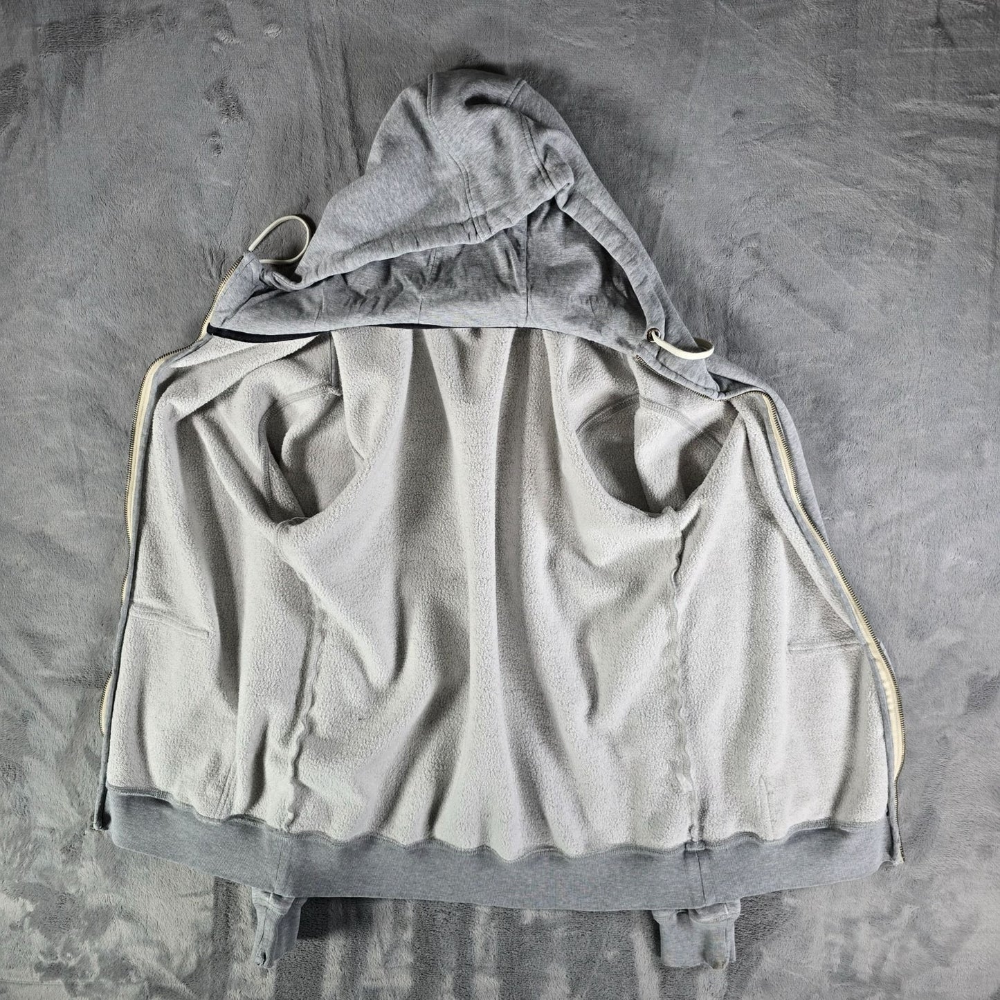 2010s DC Shoes Sherpa-Lined Gray Heather Full-Zip Skate Sweatshirt Hoodie (M)