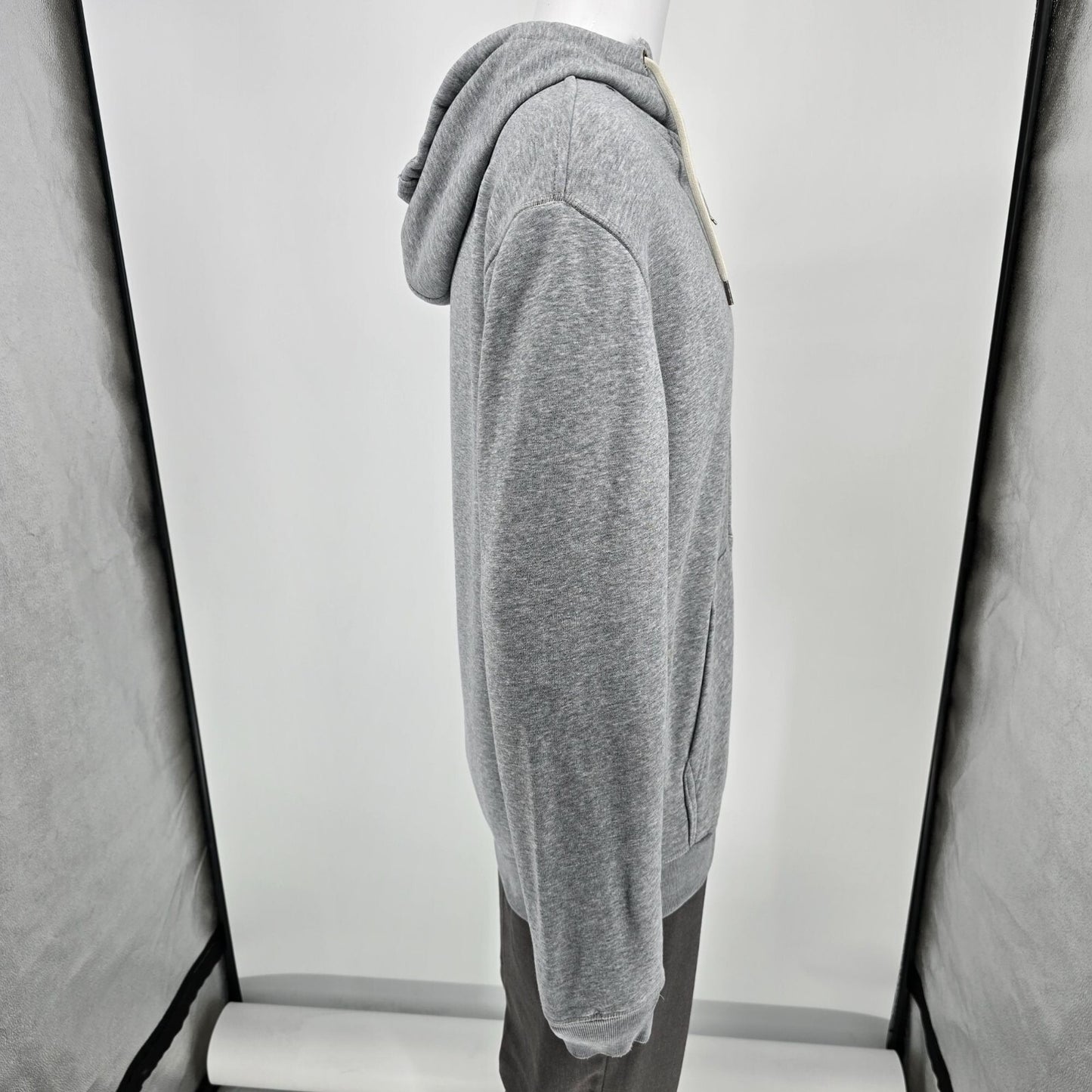 2010s DC Shoes Sherpa-Lined Gray Heather Full-Zip Skate Sweatshirt Hoodie (M)