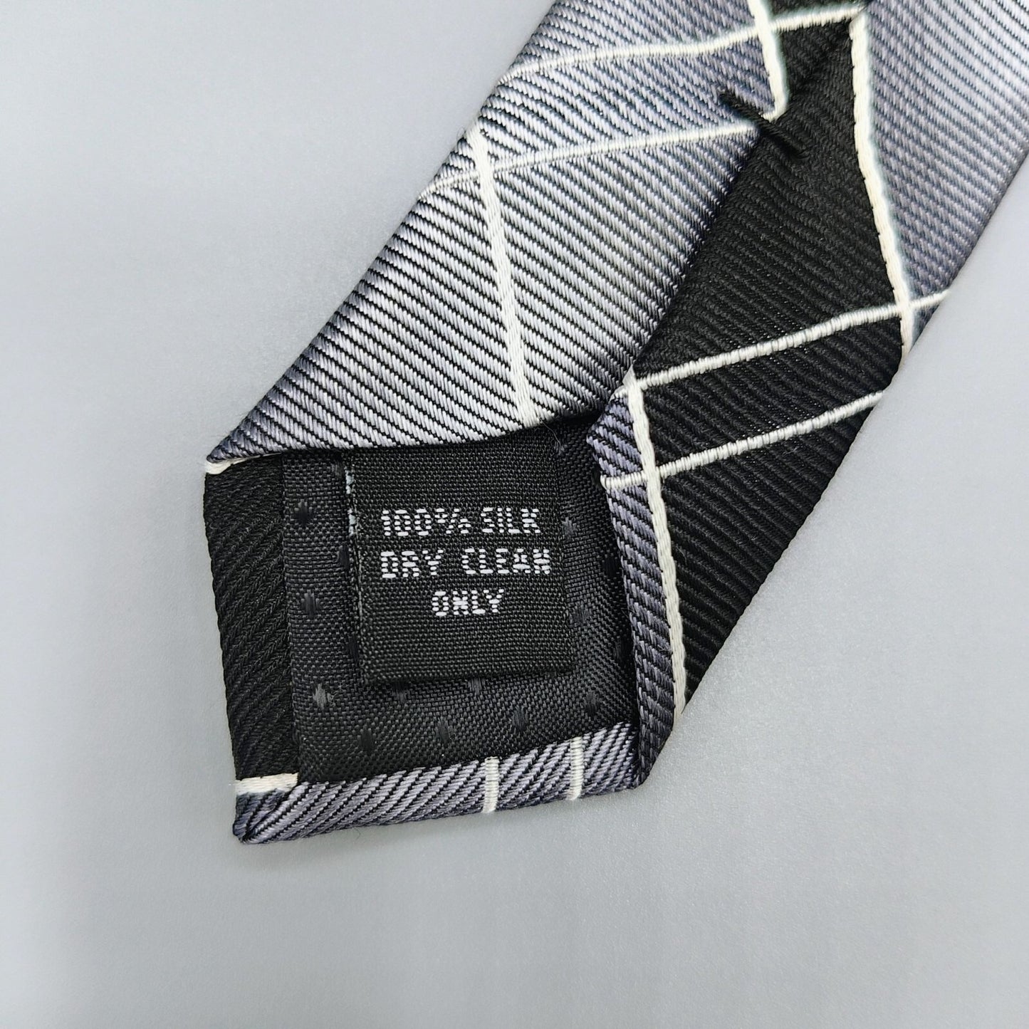 Pierre Cardin Black & Gray Plaid 3.75 " Width 100% Silk Necktie *Stain*