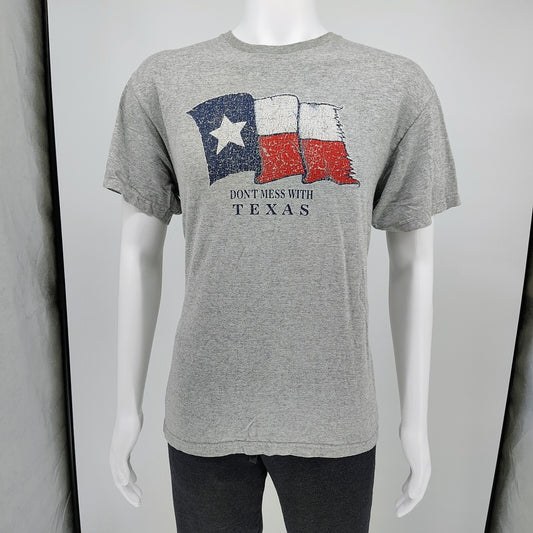Delta Pro Weight "Don't Mess with Texas" Texas Flag Gray Graphic T-Shirt (Large)