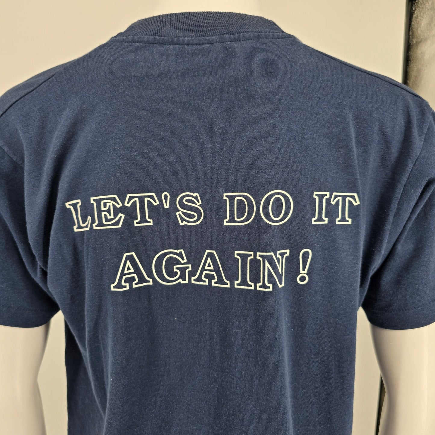 Vintage 1990s Screen Stars Best Navy PSC 26.8% "Let's Do it Again" T-Shirt (L)