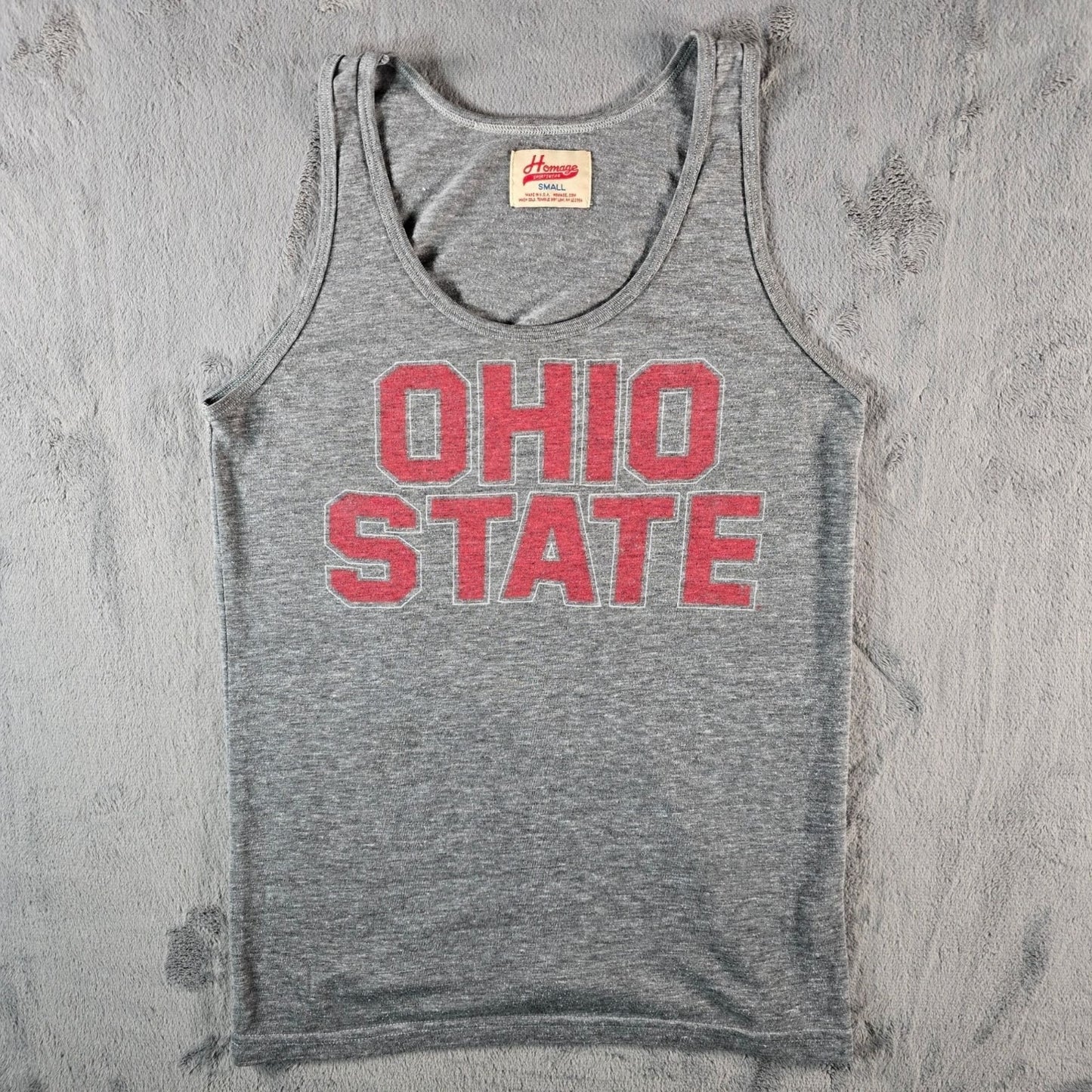 2010s Homage Made in USA Ohio State Retro-Style Gray Tri Blend Tank Top (XS)