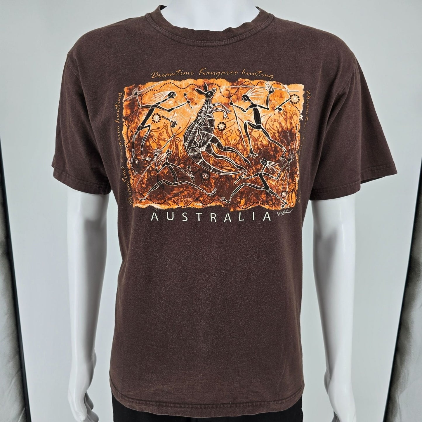 Vintage 1990s Gooses T-Shirts Australia Dreamtime Kangaroo Hunting T-Shirt (L)