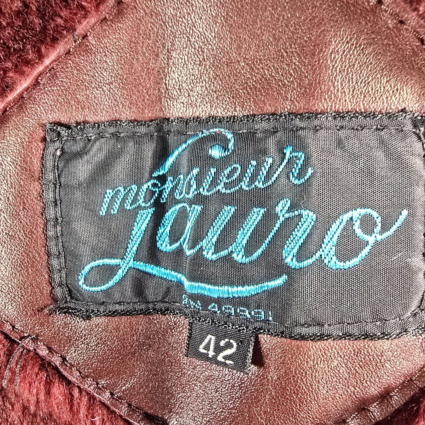 Vintage 1970s Monsieur Lauro Oxblood Leather Safari Blazer Jacket (41 M/L)