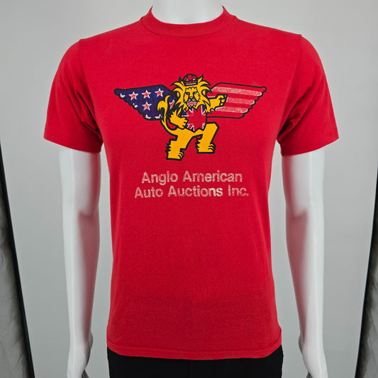 Vintage 1980s Jerzees Anglo American Auto Auctions Mascot/Logo Promo T-Shirt (S)