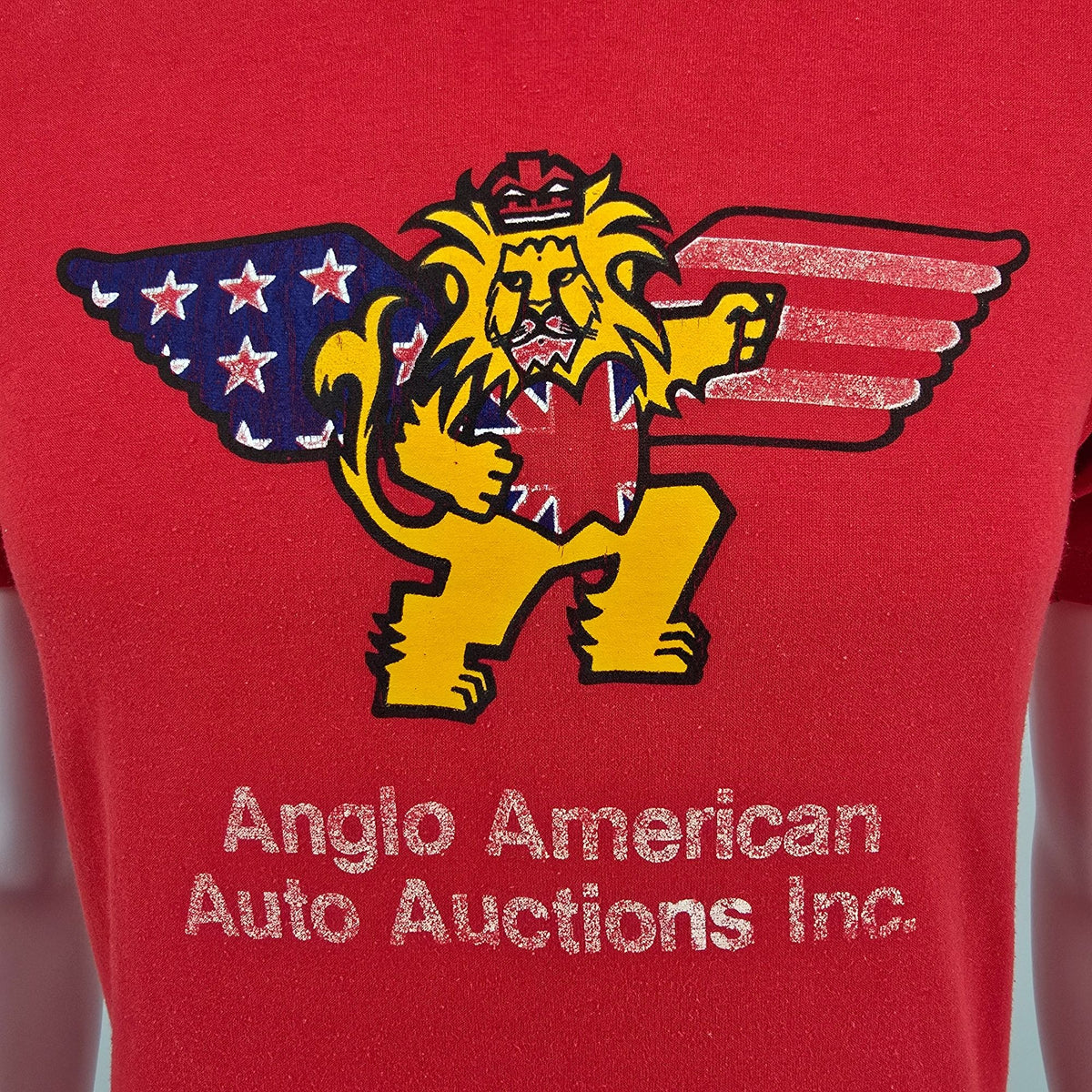 Vintage 1980s Jerzees Anglo American Auto Auctions Mascot/Logo Promo T-Shirt (S)