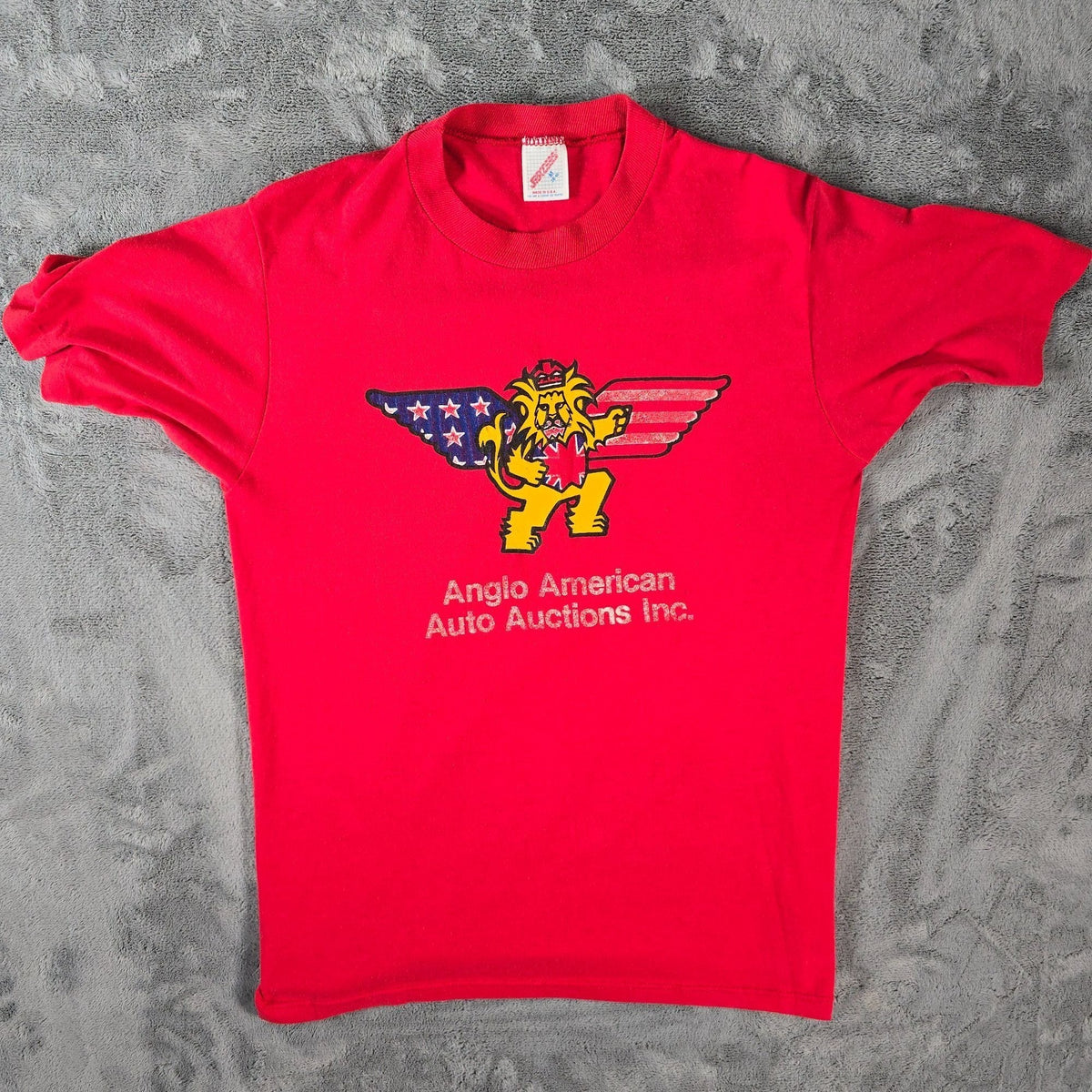 Vintage 1980s Jerzees Anglo American Auto Auctions Mascot/Logo Promo T-Shirt (S)