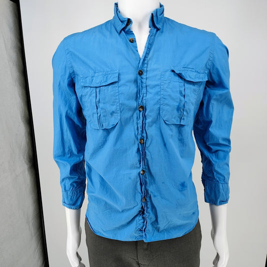 Lanvin Men's Long Sleeve Blue Made in Italy Western Shirt (14 1/2 37) *FLAWS*