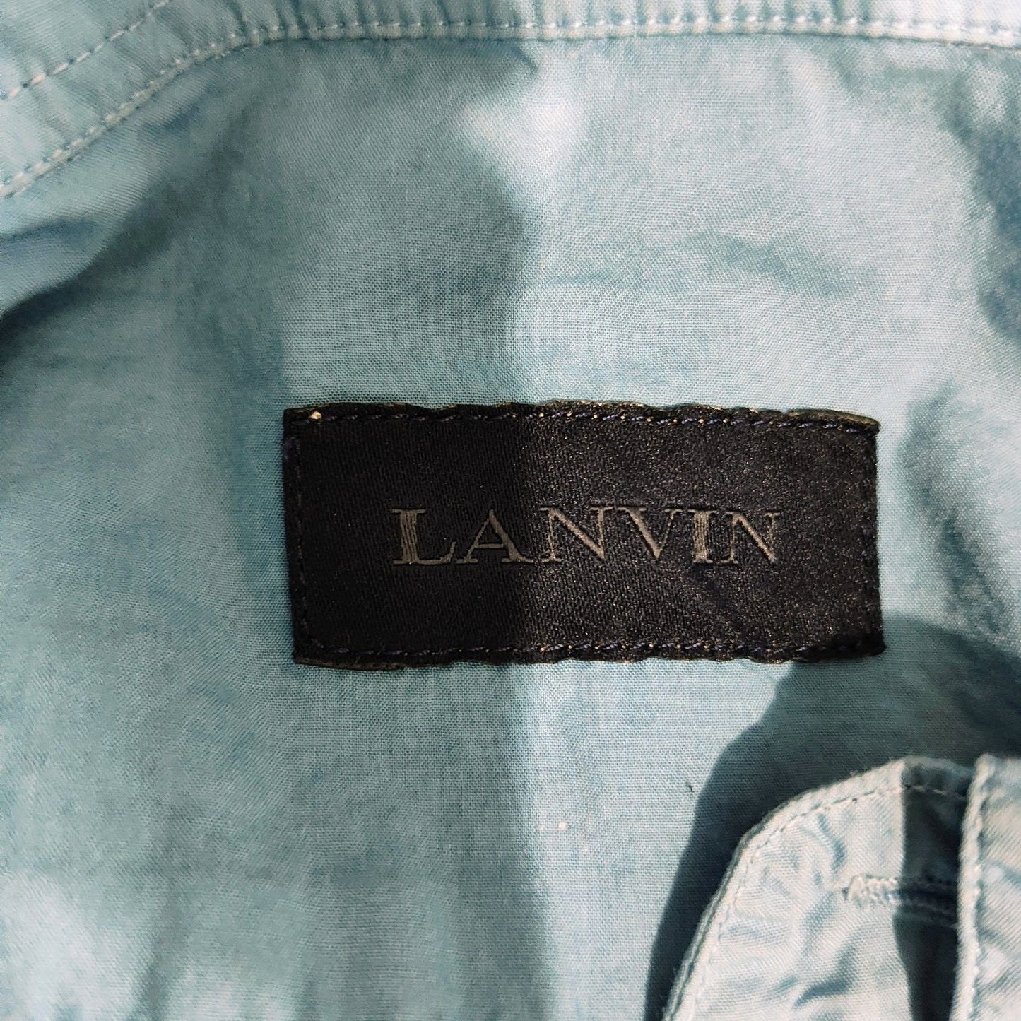Lanvin Men's Long Sleeve Blue Made in Italy Western Shirt (14 1/2 37) *FLAWS*