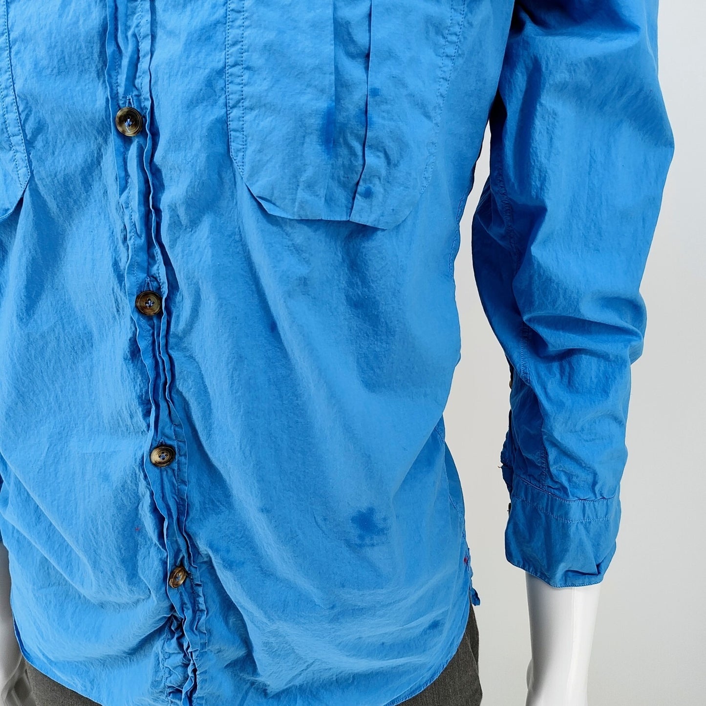 Lanvin Men's Long Sleeve Blue Made in Italy Western Shirt (14 1/2 37) *FLAWS*