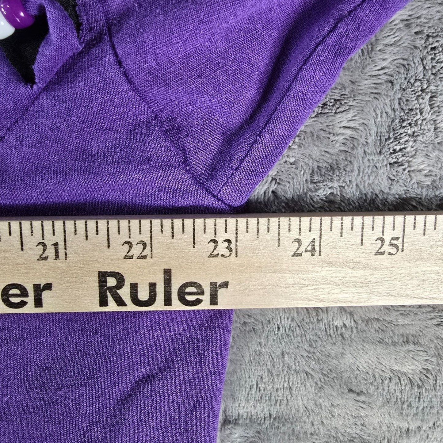 Vintage 1990s Fashion Gear Floral Purple Beaded Fringe Made in USA T-Shirt (XL)