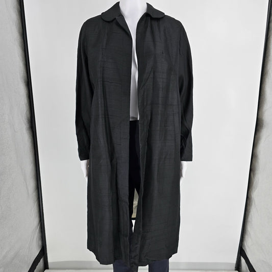 Vintage 1950s Wm. B. Schleisner PA Women's Black Silk Evening/Duster Coat (M/L)