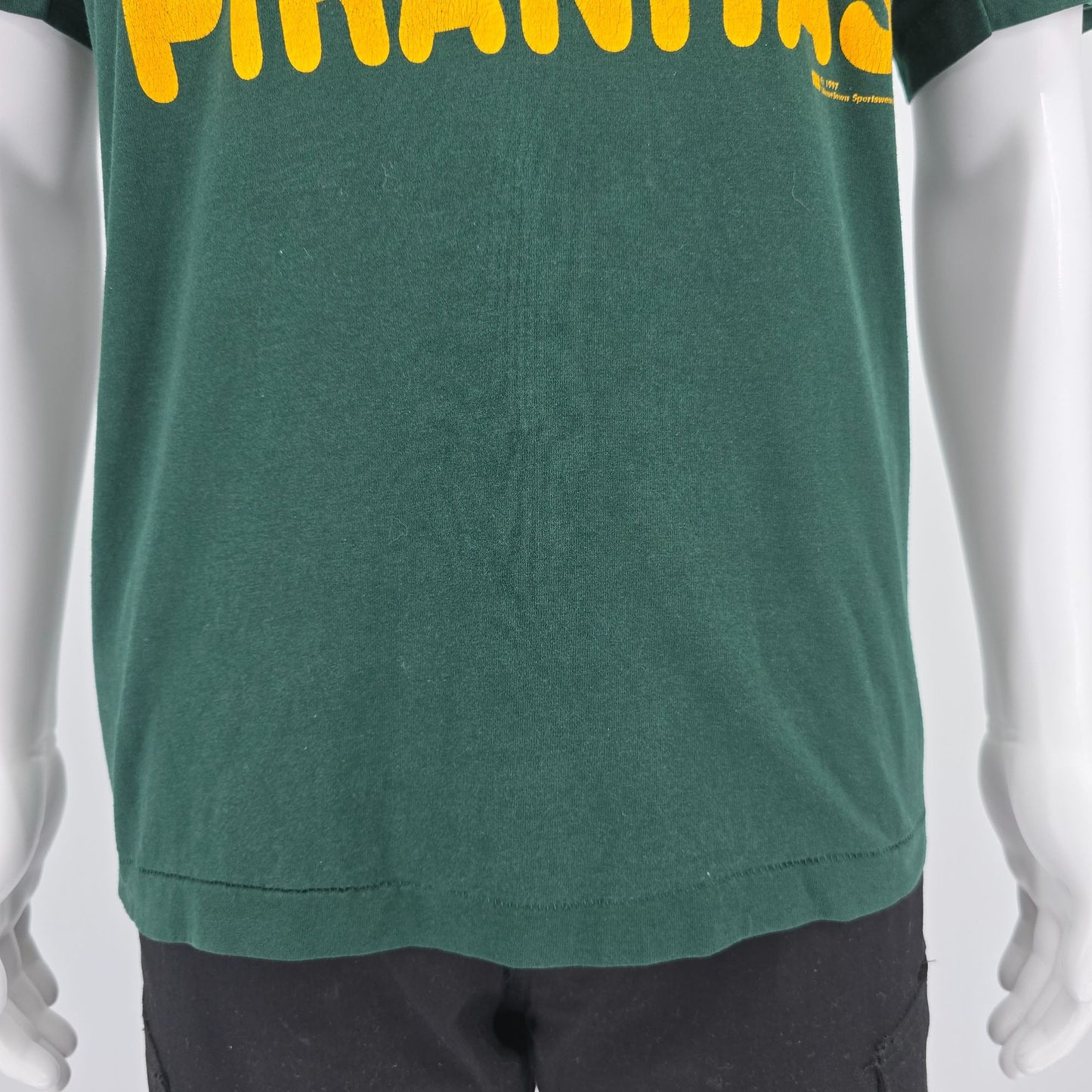 Vintage 1990s Fruit of the Loom Best Porter's Piranhas Green T-Shirt (L)