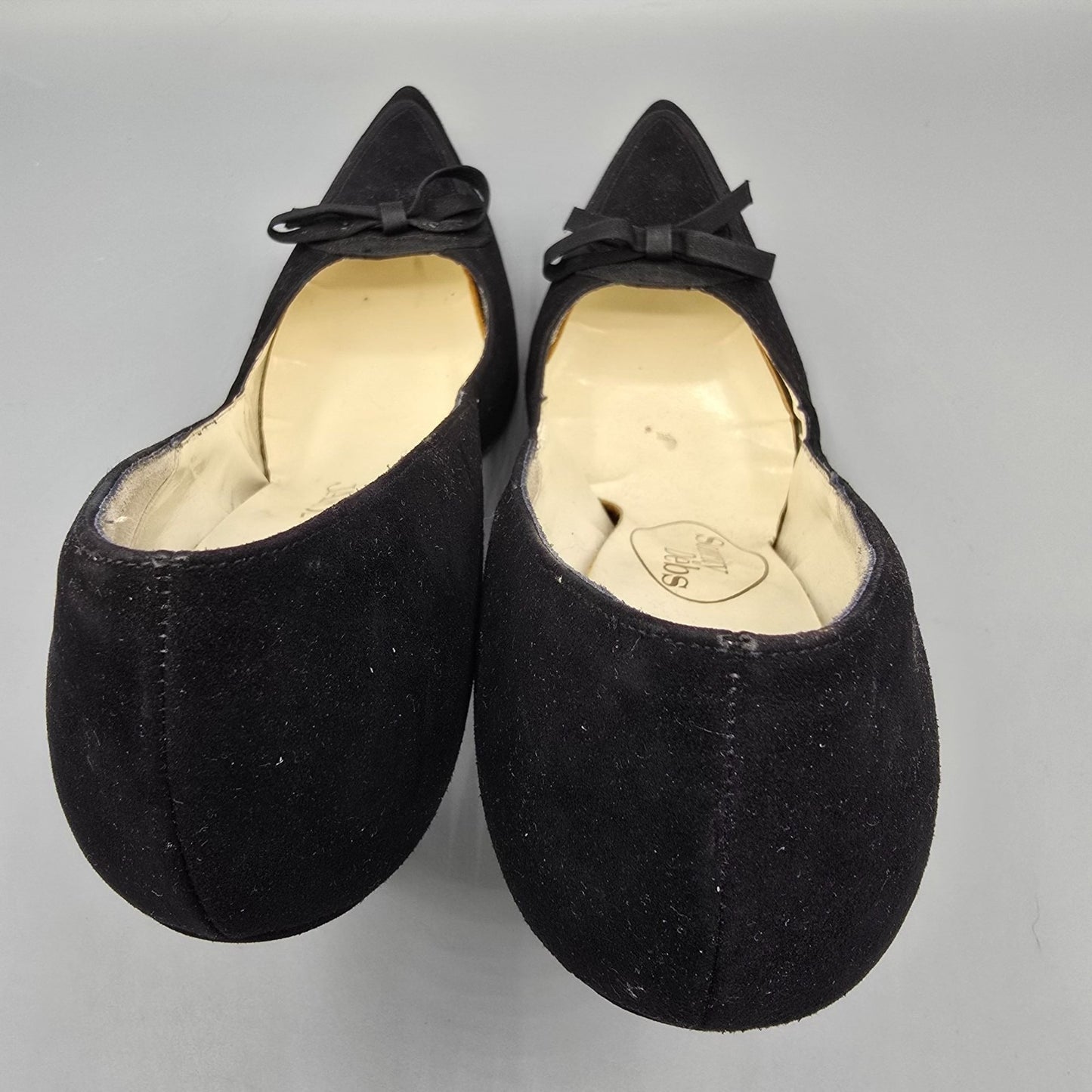 Vintage Early 1960s Sorority Debs Jaison's Black Velvet Point-Toe Bow Pumps -7AA
