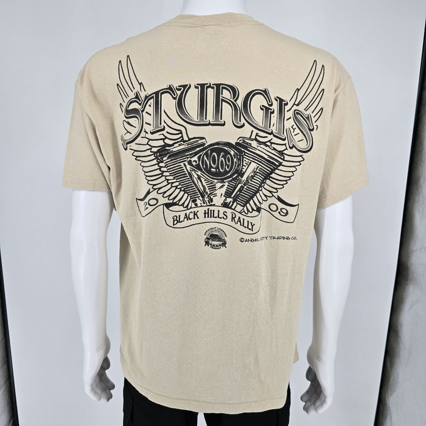2009 69th Annual Sturgis Black Hills Rally South Dakota Biker T-Shirt (L)