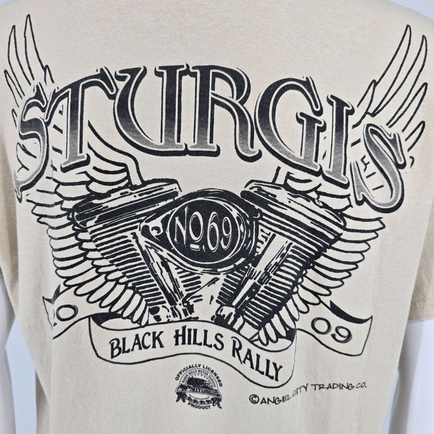 2009 69th Annual Sturgis Black Hills Rally South Dakota Biker T-Shirt (L)