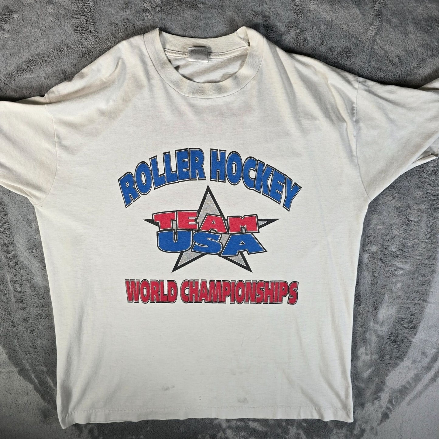 Vintage 1990s Team USA Roller Hockey World Championships White T-Shirt (XL)