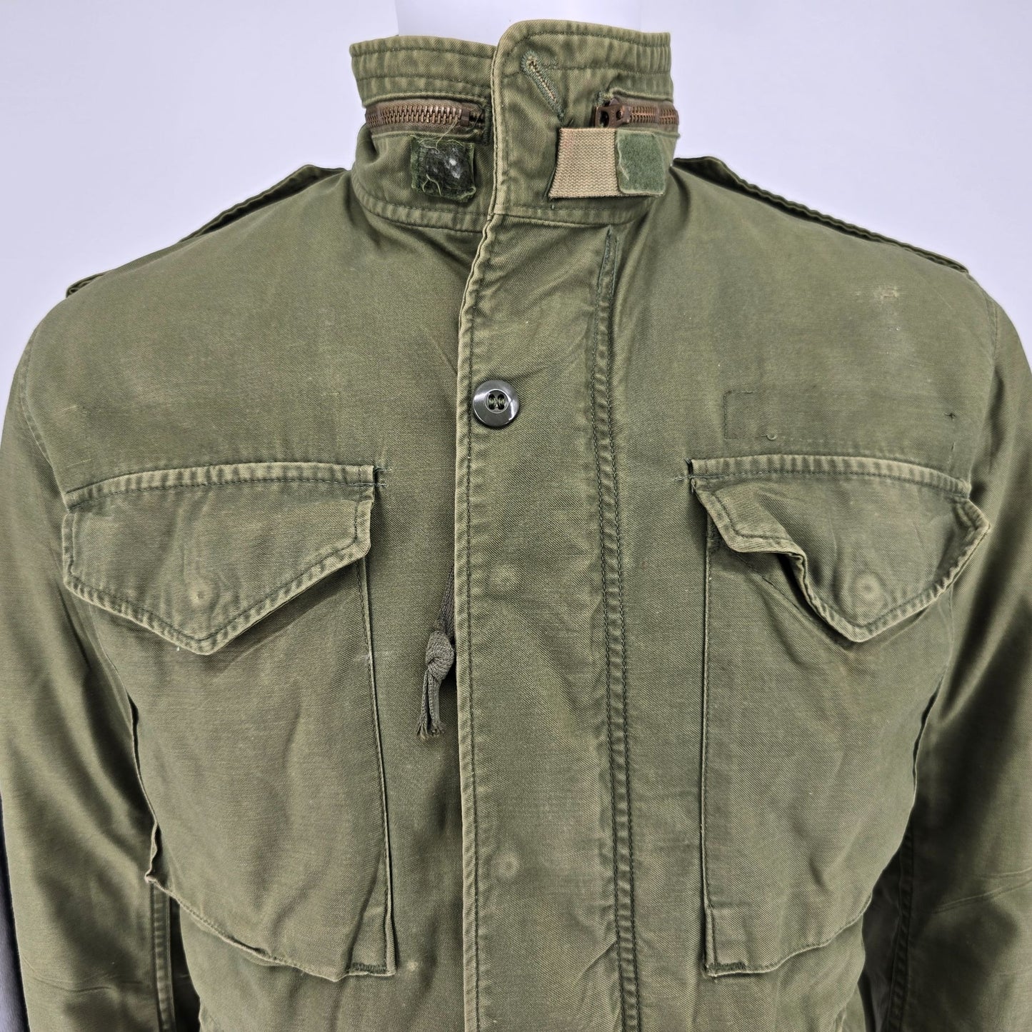 Vintage 1970s U.S. Army M-65 Cold Weather Olive Green Field Jacket w/ Liner (S)