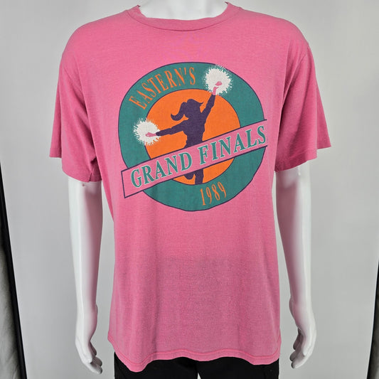 Vintage 1989 Velva Sheen Pink Eastern's Grand Finals Cheerleading T-Shirt (L)