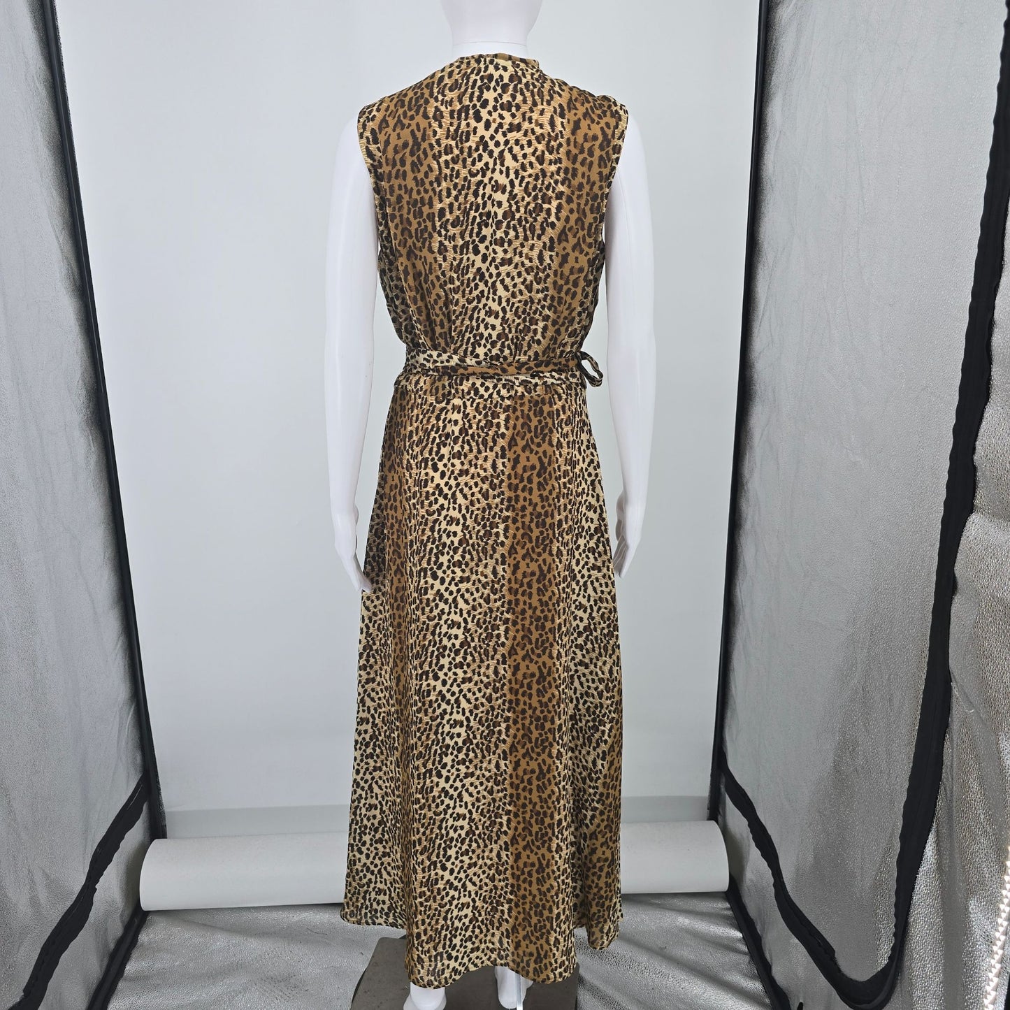 Vintage 1990s Ultra Dress New York Leopard Print Sleeveless Maxi Dress (12/L)