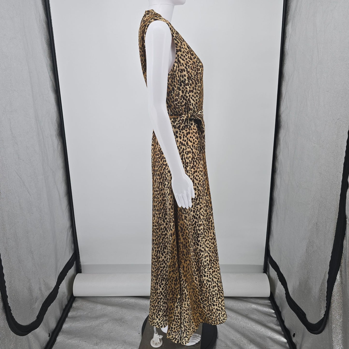 Vintage 1990s Ultra Dress New York Leopard Print Sleeveless Maxi Dress (12/L)