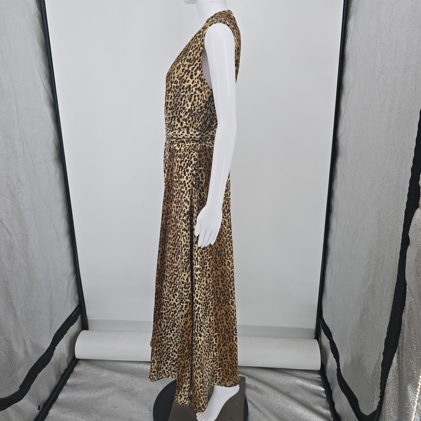 Vintage 1990s Ultra Dress New York Leopard Print Sleeveless Maxi Dress (12/L)